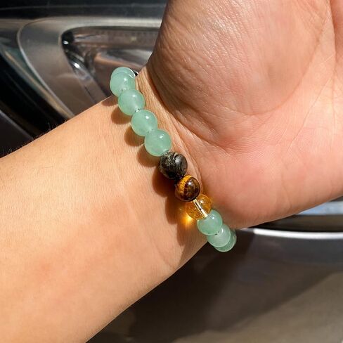 Money Attraction Bracelets for Women Men Attracts Wealth Money Tiger's Eye Chalcopyrite Dongling Jade Crystal Natural Stones Gemstones Elastic Healing Yoga Beads Bracelet Jewelry Spiritual Gift in Saudi Arabia