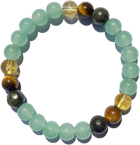 Money Attraction Bracelets for Women Men Attracts Wealth Money Tiger's Eye Chalcopyrite Dongling Jade Crystal Natural Stones Gemstones Elastic Healing Yoga Beads Bracelet Jewelry Spiritual Gift in Saudi Arabia