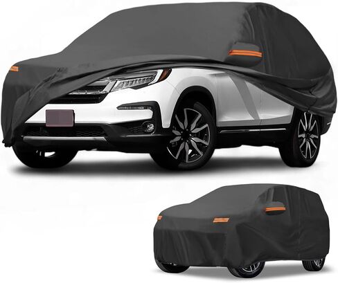 Car Cover Waterproof All Weather Sun Rain Protection Full Exterior Cover for Honda Pilot Black with Left Side Zippers in Saudi Arabia