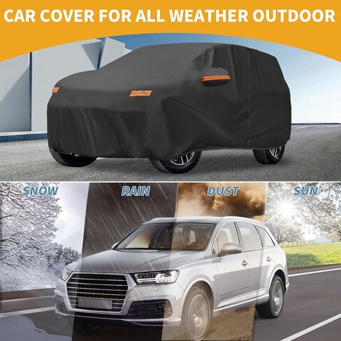 Car Cover Waterproof All Weather Sun Rain Protection Full Exterior Cover for Honda Pilot Black with Left Side Zippers in Saudi Arabia