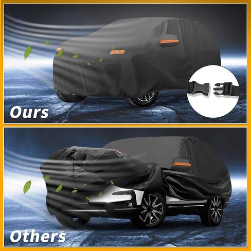 Car Cover Waterproof All Weather Sun Rain Protection Full Exterior Cover for Honda Pilot Black with Left Side Zippers in Saudi Arabia