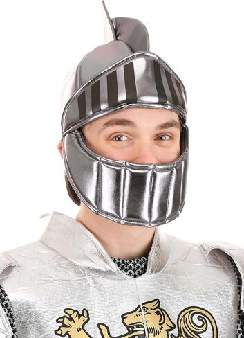 Silver Knight Soft Costume Helmet - Foam-Backed Metallic Fabric with Adjustable Fit in Saudi Arabia