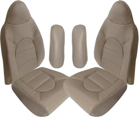 NLQR 1999 2000 Front Driver and Passenger Bottom & Top Replacement Seat Covers & 2pcs Seat Armrest Covers Tan Compatible with Ford F250 F350 F450 F550 Lariat XLT XL Super Duty in Saudi Arabia