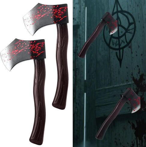 2 قطعة فأس رغوة الدموي للهالوين للجدار الفأس المخيف من خلال الباب ديكور لعبة سلاح وهمية فظيعة لزينة جدار الباب الهالوين in Kuwait