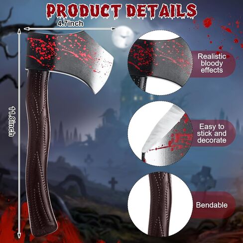 2 قطعة فأس رغوة الدموي للهالوين للجدار الفأس المخيف من خلال الباب ديكور لعبة سلاح وهمية فظيعة لزينة جدار الباب الهالوين in Kuwait