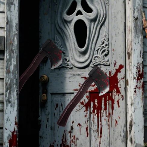 2 قطعة فأس رغوة الدموي للهالوين للجدار الفأس المخيف من خلال الباب ديكور لعبة سلاح وهمية فظيعة لزينة جدار الباب الهالوين in Kuwait