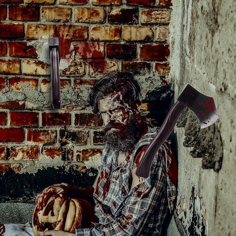 2 قطعة فأس رغوة الدموي للهالوين للجدار الفأس المخيف من خلال الباب ديكور لعبة سلاح وهمية فظيعة لزينة جدار الباب الهالوين in Kuwait