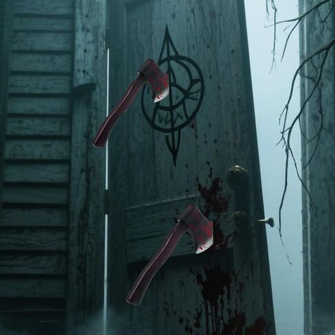 2 قطعة فأس رغوة الدموي للهالوين للجدار الفأس المخيف من خلال الباب ديكور لعبة سلاح وهمية فظيعة لزينة جدار الباب الهالوين in Kuwait