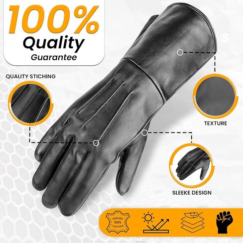 Medieval Gauntlet Gloves – 100% Sheepskin Leather – Handmade Black Long Cuff Armor Gloves – Renaissance, LARP, Cosplay in Saudi Arabia