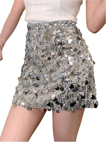 SOLY HUX Women's Sequin Sparkly Fitted Mini Skirts Music Festival Skirt Country Concert Outfit in Saudi Arabia