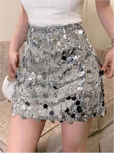 SOLY HUX Women's Sequin Sparkly Fitted Mini Skirts Music Festival Skirt Country Concert Outfit in Saudi Arabia
