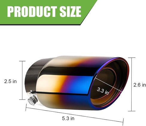 Car Exhaust Tip, 2.5" Inlet 2.6" Outlet 5.3" Length Stainless Steel Polished Adjustable Vehicle Exhaust Pipe Muffler Modification Tailpipe, Auto Decor Accessories, Universal Fit (Blue) in Saudi Arabia