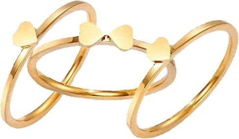 Exquisite Clover Heart Stacked Titanium Alloy Ring Set, Silver and Rose Gold, Gold, Fashion Declaration Ring, 3-Piece Set in Saudi Arabia
