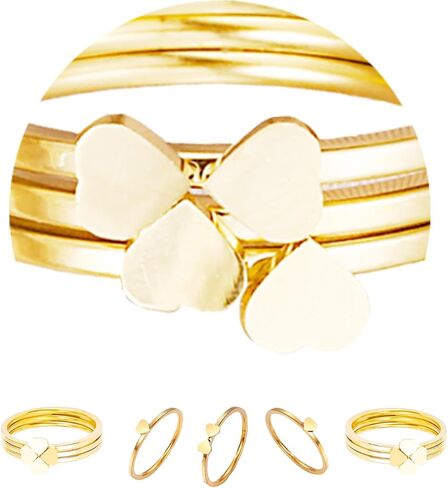 Exquisite Clover Heart Stacked Titanium Alloy Ring Set, Silver and Rose Gold, Gold, Fashion Declaration Ring, 3-Piece Set in Saudi Arabia