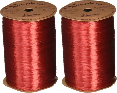 Berwick Offray Imperial Red Pearlized Raffia Ribbon, 1/4'' Wide, 100 Yards, 7MM in Saudi Arabia