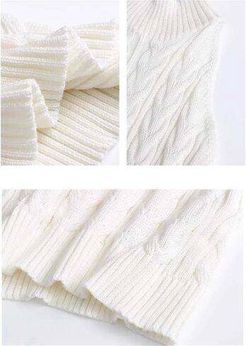 Women Cable Knitted Tops Turtleneck Halter Tank Top Sleeveless Sweater Vest in Saudi Arabia