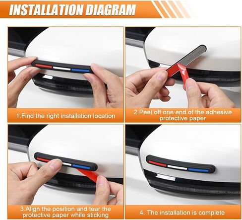 4PCS Car Door Edge Guard Protectors, Anti-Scratch Anti-Collision Car Door Rearview Bumper Guard Decorative Strip, Self-Adhesive Universal Auto Exterior Trim Sticker for Cars (Red/White/Green) in Saudi Arabia