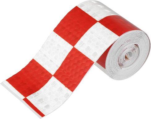 Reflective Safety Warning Tape Adhesive Signs Waterproof High Visibility Sticker for Trailer Cars Auto Trucks Trailer Outdoor Red White Lattice Pattern in Saudi Arabia