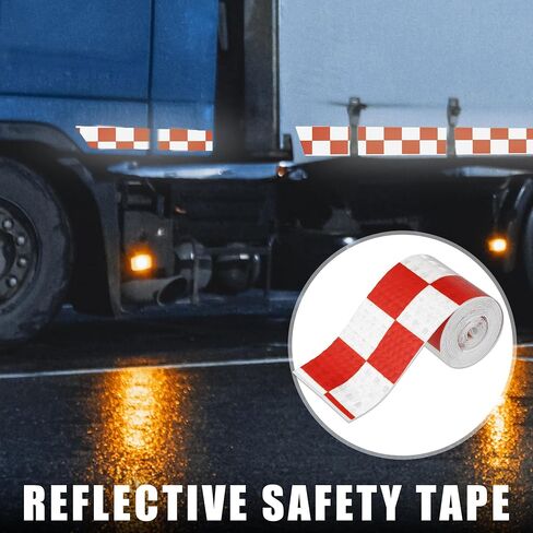 Reflective Safety Warning Tape Adhesive Signs Waterproof High Visibility Sticker for Trailer Cars Auto Trucks Trailer Outdoor Red White Lattice Pattern in Saudi Arabia