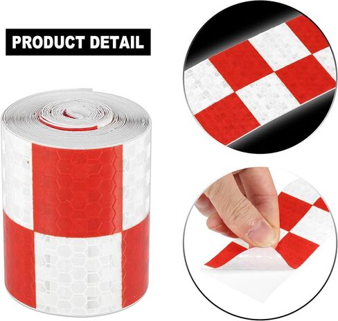 Reflective Safety Warning Tape Adhesive Signs Waterproof High Visibility Sticker for Trailer Cars Auto Trucks Trailer Outdoor Red White Lattice Pattern in Saudi Arabia