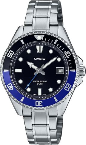 Casio MDV10D-1A2V Unisex Dive Inspired 38 mm Stainless Steel Black Dial Sports Watch (Black/Blue) in Saudi Arabia