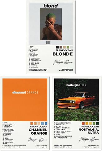 مجموعة من 3 مطبوعات قماشية، مجموعة ملصقات Frank Ocean (قناة برتقالية، أشقر المحيط)، مجموعة جماليات الألبوم 3 قطع، غير مؤطرة، 8 × 12 بوصة in Saudi Arabia