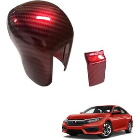 AJHLJ® 10th Gen Civic Gear Shifting Knob Cover CVT Automatic Transmission Lever Trim Interior Accessories Compatible with Honda Civic 2016 2017 2018 2019 2020 2021 (Carbon Black) in Kuwait