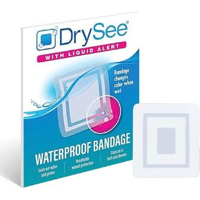 DrySee Waterproof Bandages 2x2 – Transparent Film Dressing with Moisture Indicators, Latex-Free, Safe for Showering & Swimming – Tattoo, Post-Surgery, Blister & Wound Seal Care – 6 Pack in Saudi Arabia