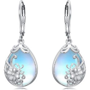 925 Sterling Silver Moonstone Drop Dangle Earrings, Flower/Moon/Star/Tree of Life Dangle Earrings Moonstone Earrings Jewelry Gift for Women in Saudi Arabia