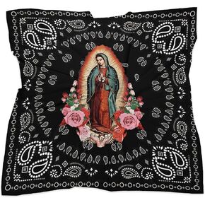 Our Lady of Guadalupe Mexico Hair Bandana Virgin Mary Silk Scarf Kerchief Square Scarf Wrap Neck Scarf for Women in Saudi Arabia