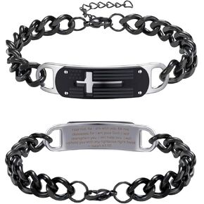 سوار الصليب للرجال الفولاذ المقاوم للصدأ الكوبية الصليب سلسلة ربط أساور الكتاب المقدس الآية المسيحية بارد مجوهرات هدايا التخرج الكتاب المقدس الآية أساور المعمودية مجوهرات المسيحية هدايا التخرج in Kuwait