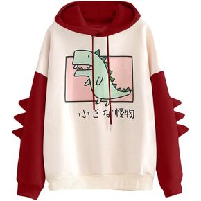 Dinosaur Hoodie Kawaii Pullover Cute Hooded Sweatshirt For womens in Saudi Arabia