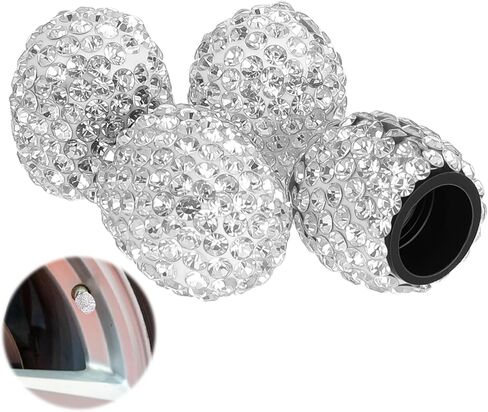 8 PCS Bling Tire Valve Caps Rhinestone Car Dustproof Wheel Valve Stem Covers Shinny Handmade for Women Trucks Bikes Motorcycles Bicycles Car Accessories in Saudi Arabia