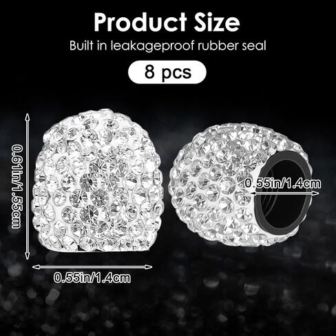 8 PCS Bling Tire Valve Caps Rhinestone Car Dustproof Wheel Valve Stem Covers Shinny Handmade for Women Trucks Bikes Motorcycles Bicycles Car Accessories in Saudi Arabia