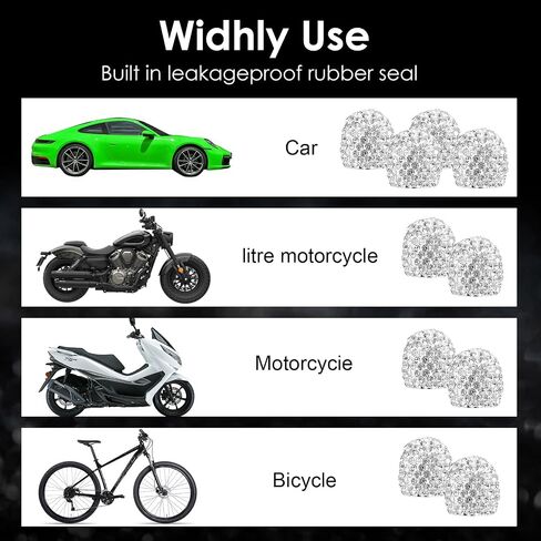 8 PCS Bling Tire Valve Caps Rhinestone Car Dustproof Wheel Valve Stem Covers Shinny Handmade for Women Trucks Bikes Motorcycles Bicycles Car Accessories in Saudi Arabia
