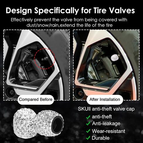 8 PCS Bling Tire Valve Caps Rhinestone Car Dustproof Wheel Valve Stem Covers Shinny Handmade for Women Trucks Bikes Motorcycles Bicycles Car Accessories in Saudi Arabia