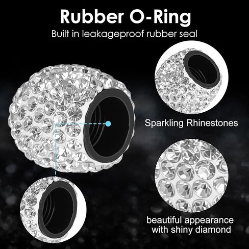 8 PCS Bling Tire Valve Caps Rhinestone Car Dustproof Wheel Valve Stem Covers Shinny Handmade for Women Trucks Bikes Motorcycles Bicycles Car Accessories in Saudi Arabia