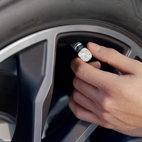 8 PCS Bling Tire Valve Caps Rhinestone Car Dustproof Wheel Valve Stem Covers Shinny Handmade for Women Trucks Bikes Motorcycles Bicycles Car Accessories in Saudi Arabia