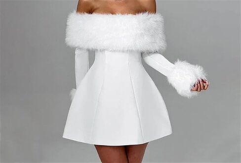 Women Strapless Backless Sexy A-Line Dress Elegant Party Long Sleeve Mini Autumn Winter Dress in Saudi Arabia