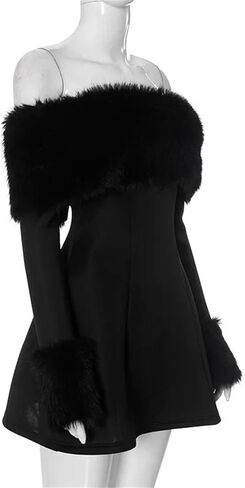 Women Strapless Backless Sexy A-Line Dress Elegant Party Long Sleeve Mini Autumn Winter Dress in Saudi Arabia