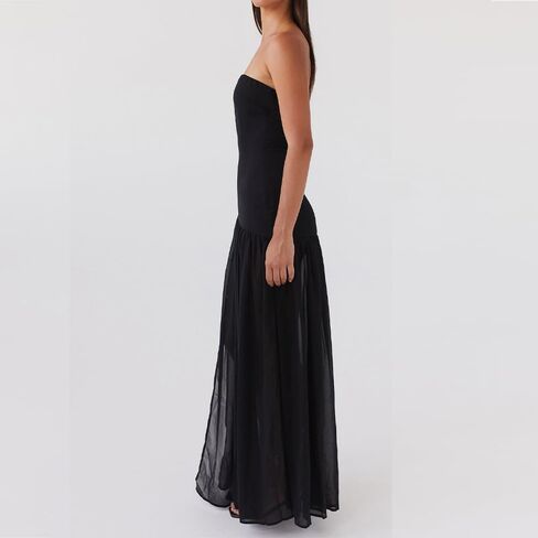 Willow Dance Women Tube Top Dress Printed Mesh Patchwork Maxi Dress Strapless Sexy High Slit Long Dresses Party Clubwear in Kuwait