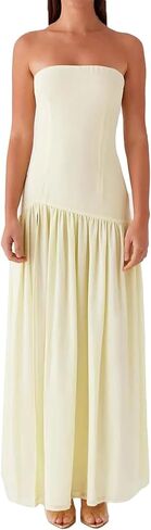 Willow Dance Women Tube Top Dress Printed Mesh Patchwork Maxi Dress Strapless Sexy High Slit Long Dresses Party Clubwear in Kuwait
