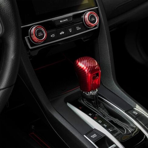 غطاء مقبض ناقل الحركة Civic Gear من الجيل العاشر من AJHLJ® CVT ملحقات داخلية لرافعة ناقل الحركة الأوتوماتيكي متوافقة مع Honda Civic 2016 2017 2018 2019 2020 2021 (أسود كربوني) in Kuwait