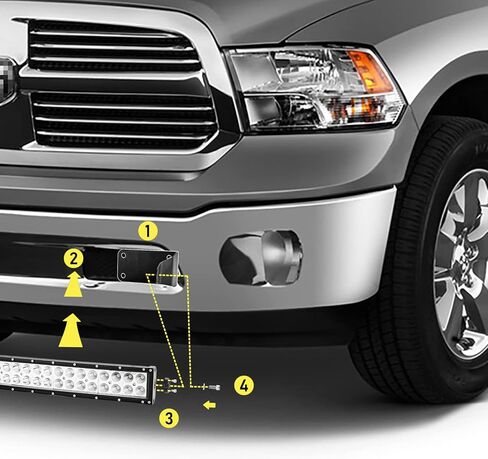 XJMOTO Front Lower Hidden Bumper Mounting Brackets Compatible with 40 inch Curved LED Light Bar Compatible with Dodge Ram 2500 3500 Models 2010-2019 in Saudi Arabia