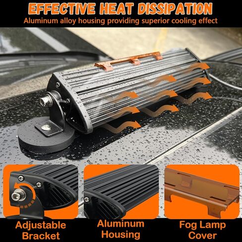 Magnetic Led Light Bar, IP67 Waterproof 54W Working Lights with Magnetic Mount, Spot Flood Combo Led Light, Amber Off Road Lights with Wiring Harness, Driving Lamp on Boats Truck SUV ATV UTV in Saudi Arabia