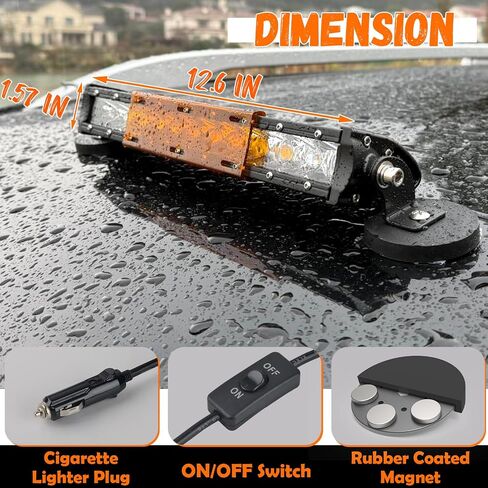 Magnetic Led Light Bar, IP67 Waterproof 54W Working Lights with Magnetic Mount, Spot Flood Combo Led Light, Amber Off Road Lights with Wiring Harness, Driving Lamp on Boats Truck SUV ATV UTV in Saudi Arabia