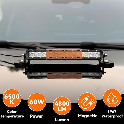 Magnetic Led Light Bar, IP67 Waterproof 54W Working Lights with Magnetic Mount, Spot Flood Combo Led Light, Amber Off Road Lights with Wiring Harness, Driving Lamp on Boats Truck SUV ATV UTV in Saudi Arabia