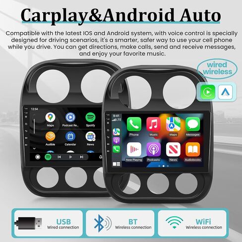 [2+32G] راديو سيارة Android 13 لسيارة Jeep Compass Patriot 2010 2011 2012 2013 2014 2015 2016، شاشة لمس 10.1 بوصة بلوتوث ستيريو مع Apple Carplay وAndroid Auto+AHD كاميرا احتياطية/ميكروفون/صوت DSP in Saudi Arabia