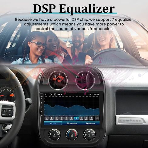 [2+32G] راديو سيارة Android 13 لسيارة Jeep Compass Patriot 2010 2011 2012 2013 2014 2015 2016، شاشة لمس 10.1 بوصة بلوتوث ستيريو مع Apple Carplay وAndroid Auto+AHD كاميرا احتياطية/ميكروفون/صوت DSP in Saudi Arabia