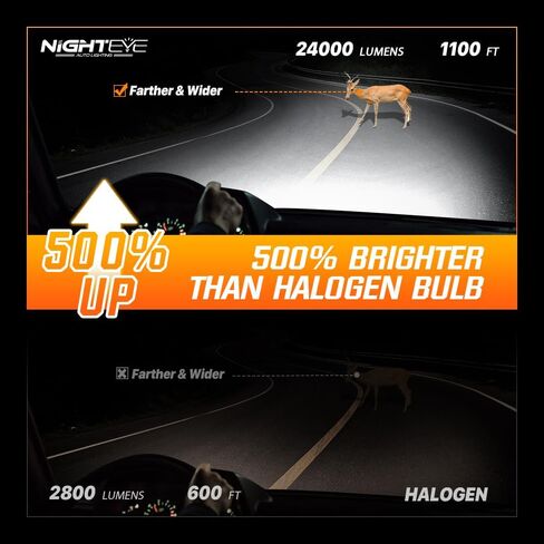 NIGHTEYE 9005 9006 مصباح الضباب - 40000LM 6500K 9005/HB3 شعاع عالٍ 9006/HB4 مصباح ضباب LED منخفض الشعاع، التوصيل والتشغيل، حزمة من 4 in Saudi Arabia